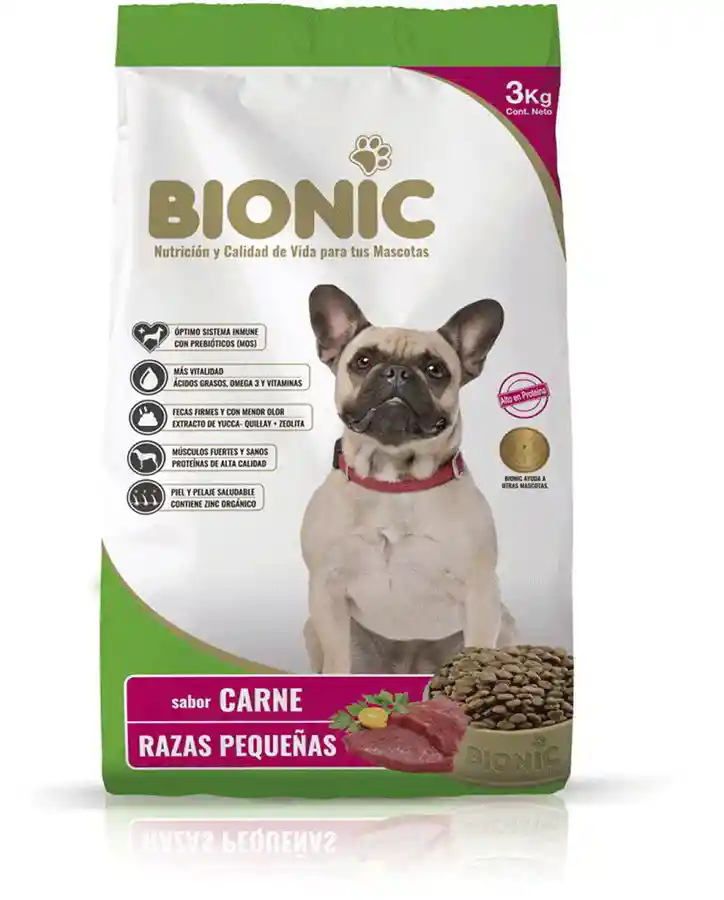 Bionic Alimento Para Perro Adulto Razas Pequeñas Sabor Carne  3Kg