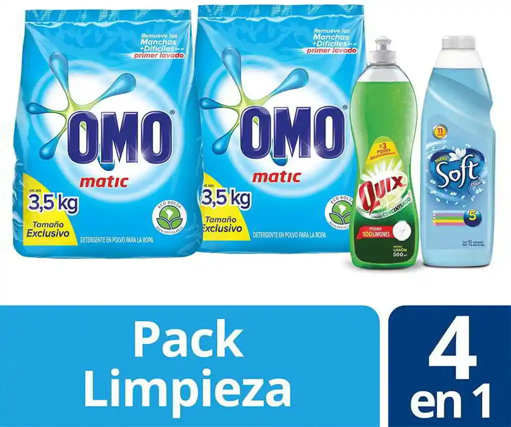 Soft Pack 2 Omo Polvo + Quix + Omo 4Un