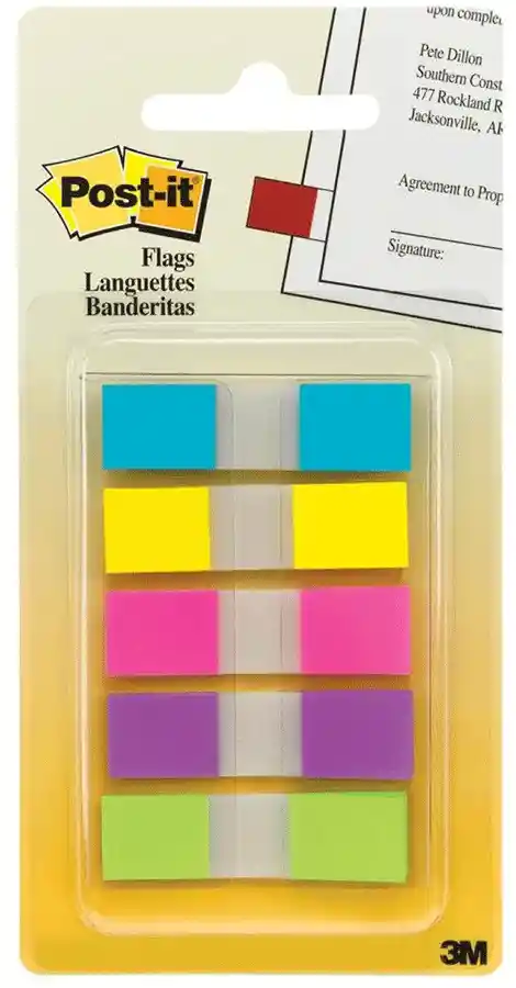 Banderitas Colores Brillantes Surtidos con Dispensador Post-It