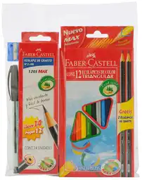  Estuche 12+12 Lapices Goma Sacapunta Y Boligrafo  Faber Castell  