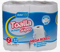 Lider Toalla Papel Super Megarrollo 32 Metros 2Und7099