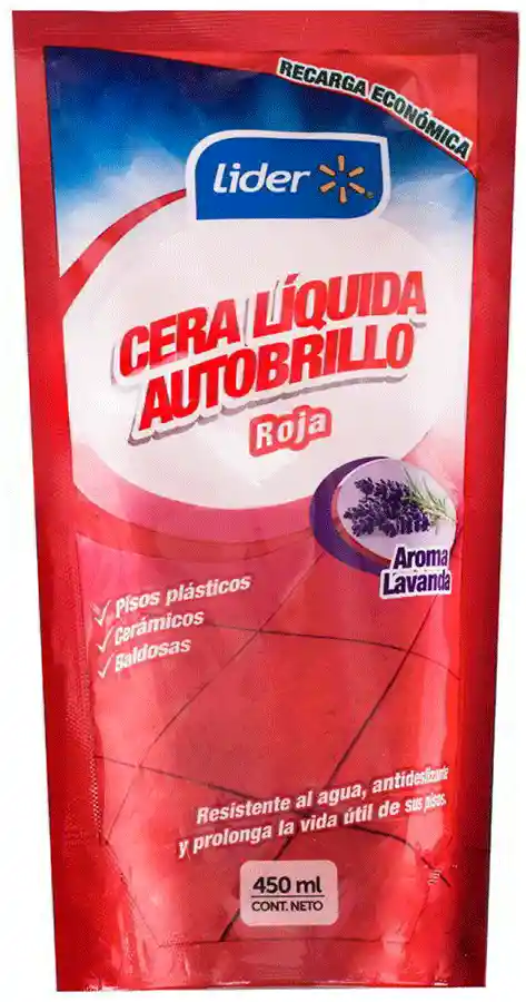 Líder Cera Liquida Autobrillo Roja450Ml