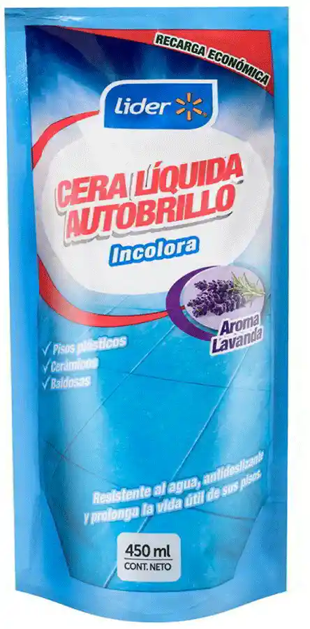 Líder Cera Liquida Autobrillo Incolora450Ml