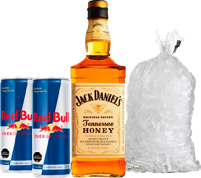 Jack Daniels Promo: Honey+ 2X Redbull 250Cc + Hielo 1Kg