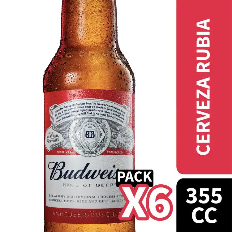 Budweiser 6X Botellin 350Cc