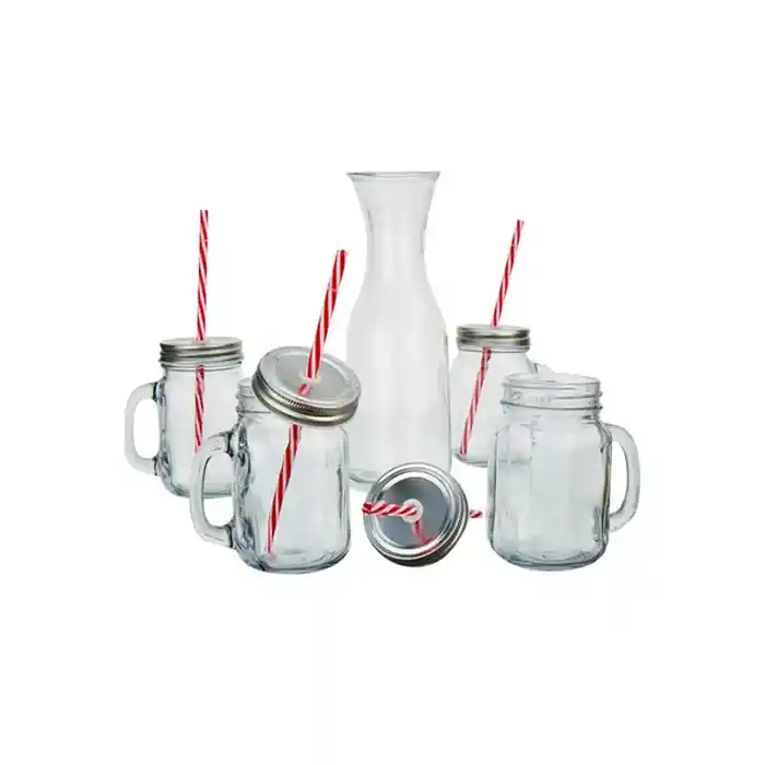 Set Mi Hogar 1 Jarro Capacidad 1 L+4 Jarros Estilo Mason Jar