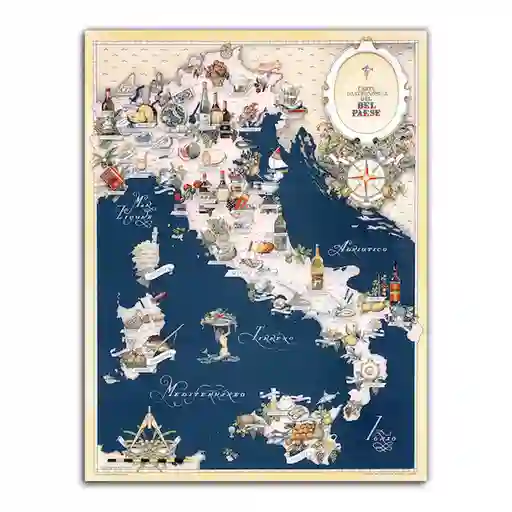 Mapa Carta Gastronómica De Italia 1 U