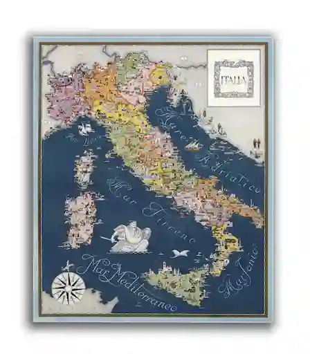 Mapa De Italia De 1938 Ilustrado 1 U