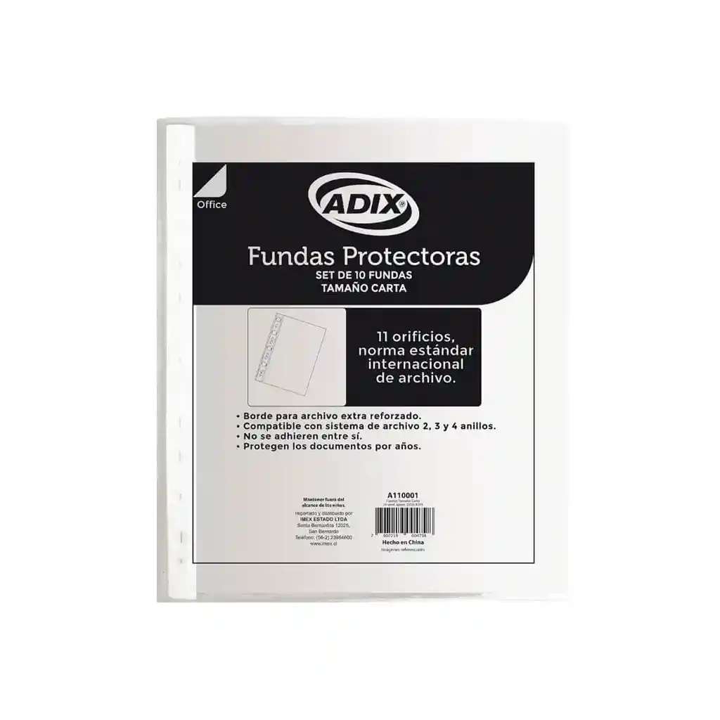 Adix Fundas Plasticas Carta 10Un