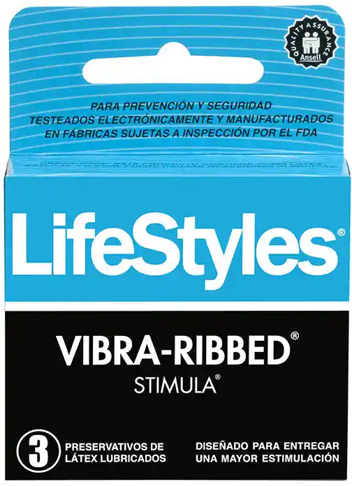 Lifestyles Preservativo Vibra Ribbed Stimula 3Un