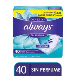 Always Protectores Diarios Respirables sin Perfume