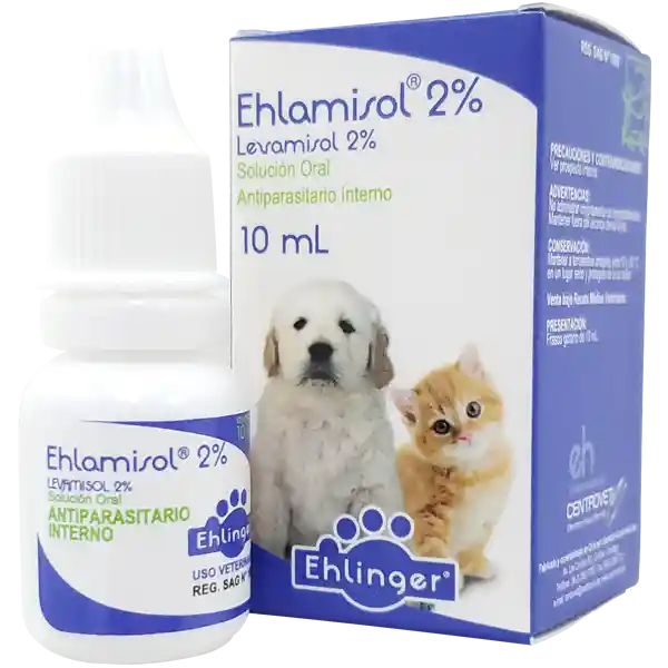 Ehlamisol Antiparasitario Interno (2 %) Solución Oral para Perros y Gatos 