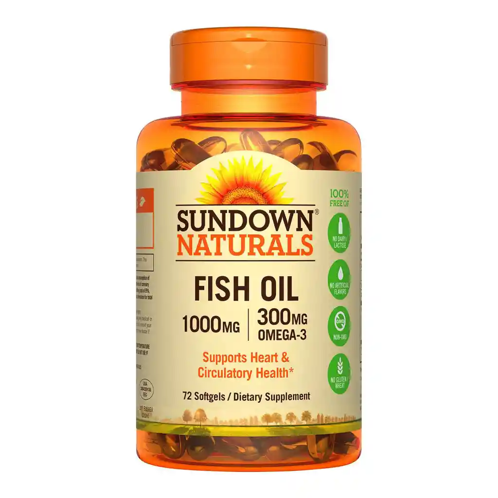 Sundown Suplemento Alimenticio Fish Oil 1000 Mg 72 Softgel