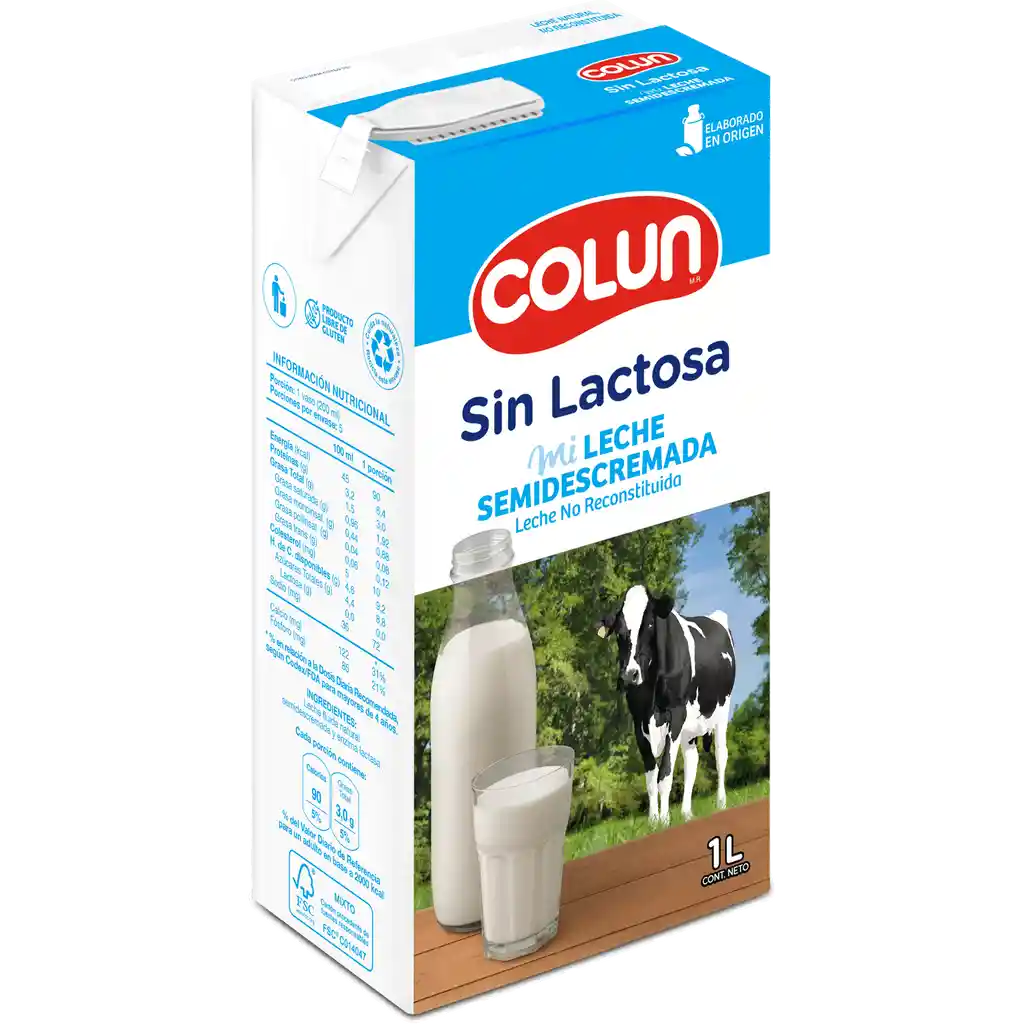 Colun Leche Semidescremada Sin Lactosa