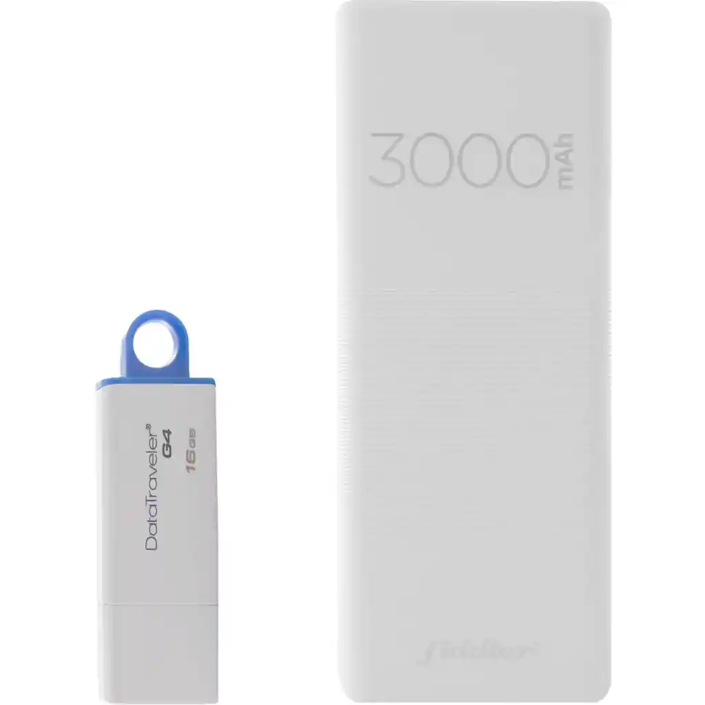 Kit Pendrive 16 Gb + Power Bank 3000 Mah