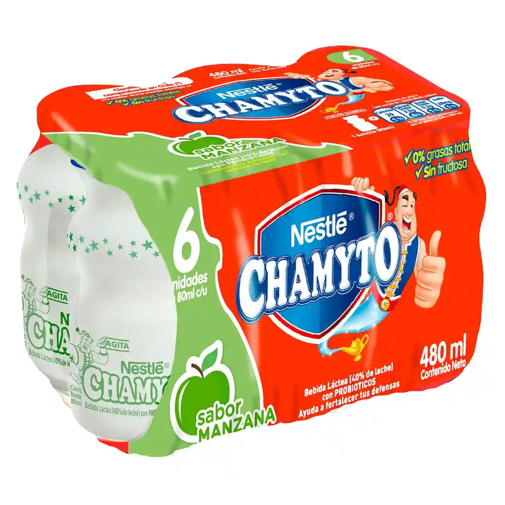 Chamyto Bebida Láctea Probióticos Manzana Pack 6 Und