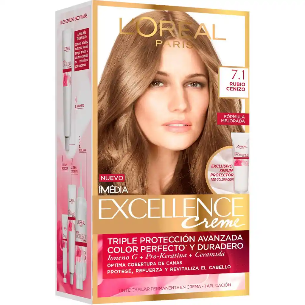 Excellence Creme Tintura N° 7.1 Rubio Ceniza Perfecta Cobertura