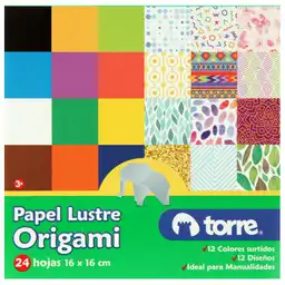 Torre Block Papel Lustre Origami 16X16. 24 Hojas