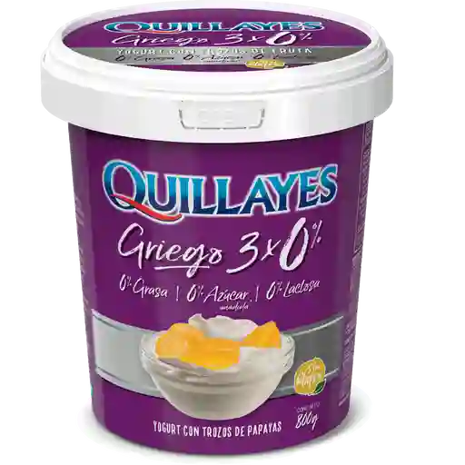 Quillayes Yogurt Griego Triple 0% con Trozos de Papaya