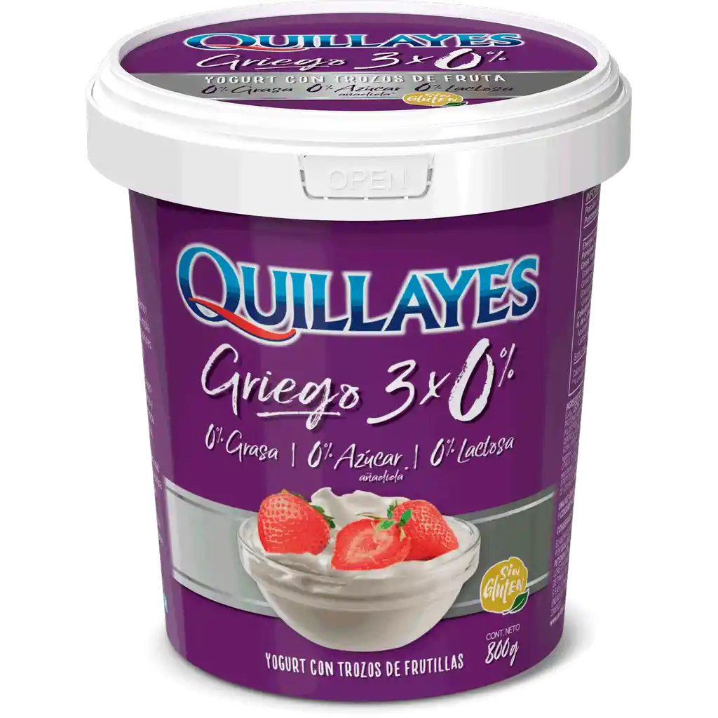 Griego Quillayes Yoghurt Triple 0% Frutilla Pote