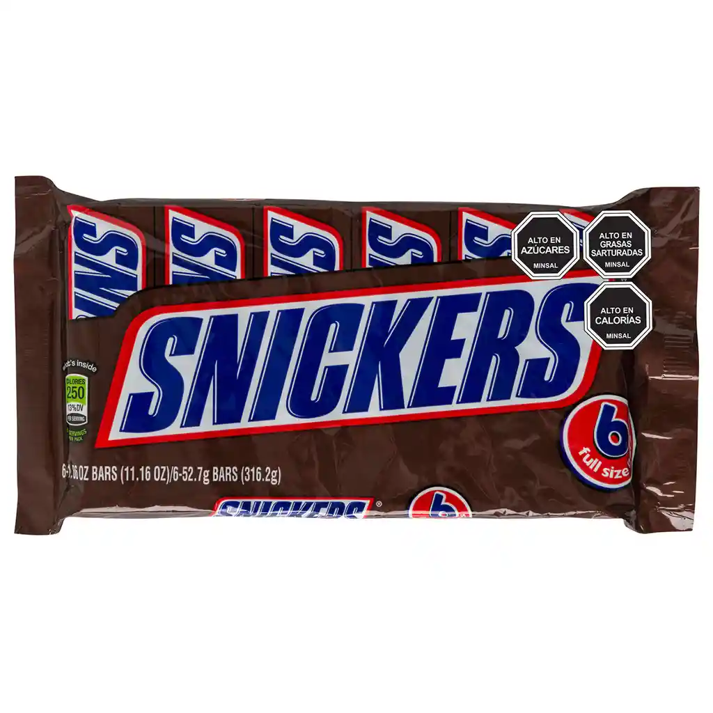 Snickers Pack 6 Barras Dulce . 318 G