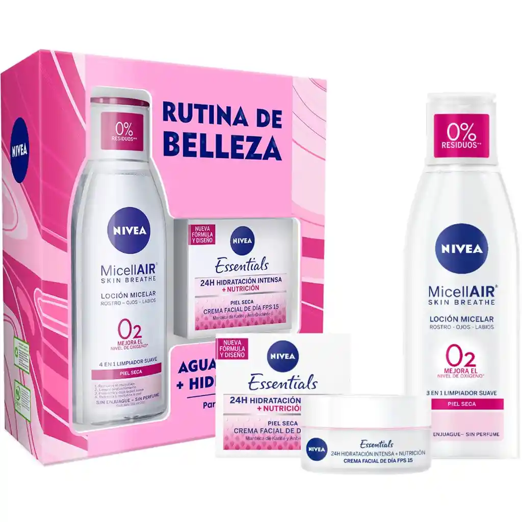 Nivea Rutina de Belleza Agua Micelar + Crema Facial de Día Fps 15