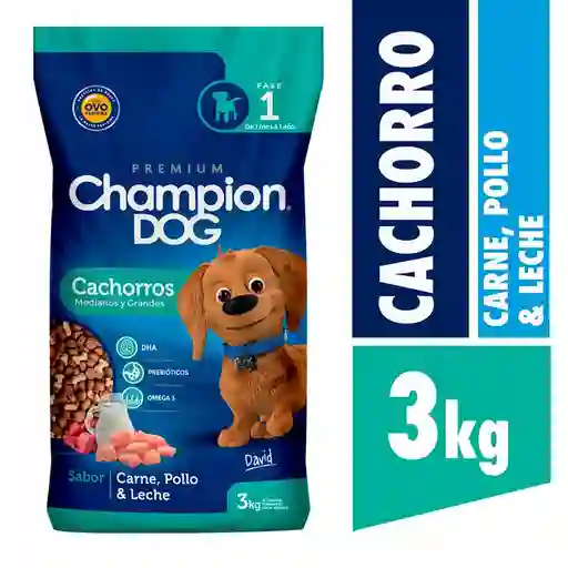 Champion Dog Alimento Cachorro Medianso y Grandes Sabor Carne Pollo y Leche