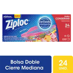 Bolsas Doble Cierre Ziploc para Conservar Medianas 24un