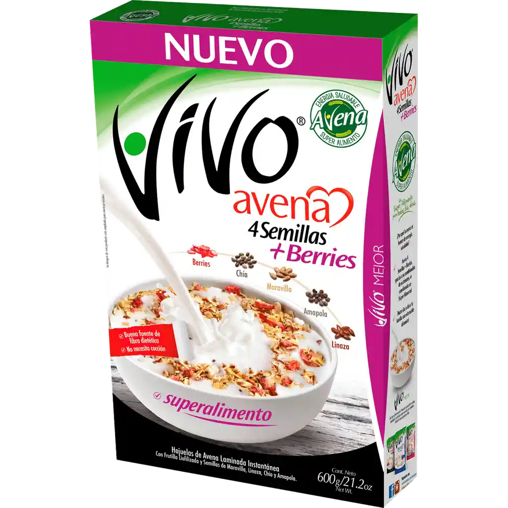 Vivo Cereal Avena Berries + 4 Semillas