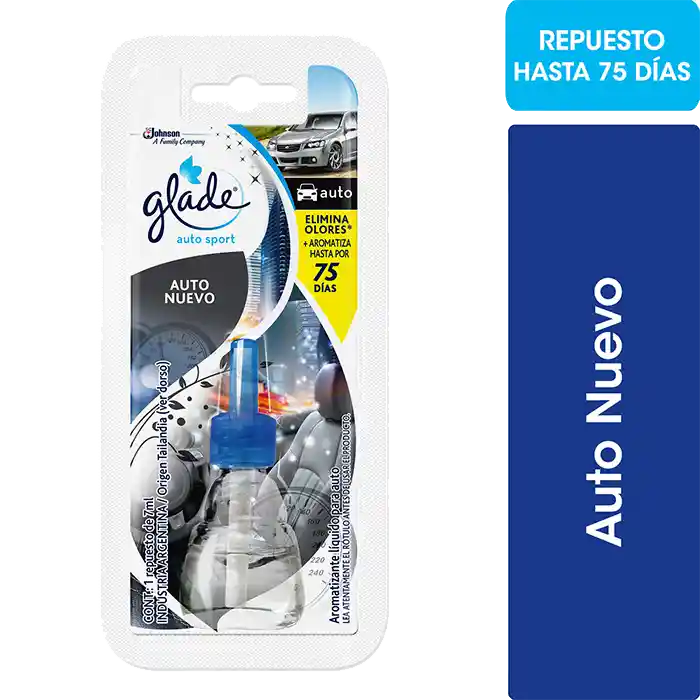 Aromatizante Glade Autosport Aroma Auto Nuevo Repuesto 7ML