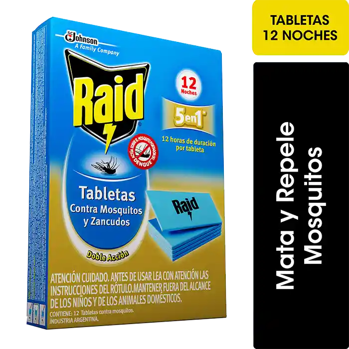 Raid Insecticida en Tabletas Mata Moscos y Zancudos