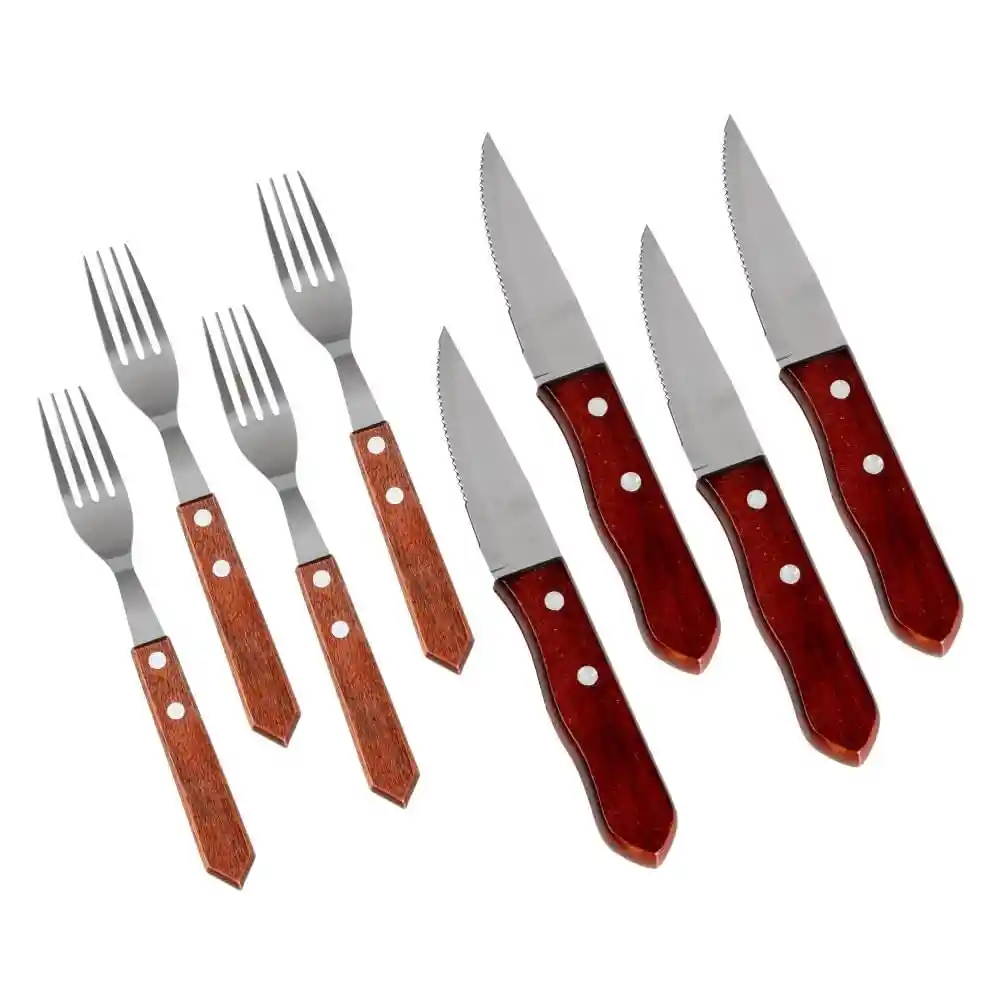 Set Asado 4 Cuchillo + 4 Tenedor Dkora