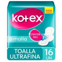 Kotex Toallita Femenina Ultrafina Malla Con Alas