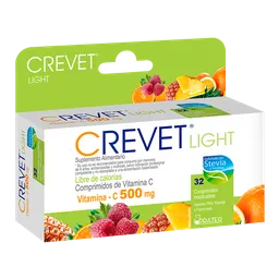 Crevet Light Suplemento Alimenticio (500 mg) Comprimidos Masticables Sabor Piña-Naranja-Frambuesa 