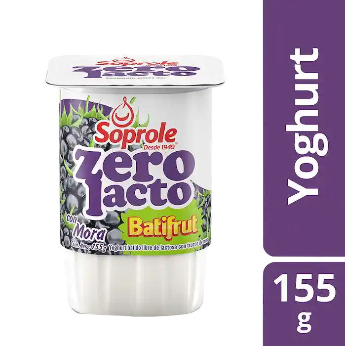 Soprole Yoghurt Batido Zerolacto Batifrut con Trozos de Mora