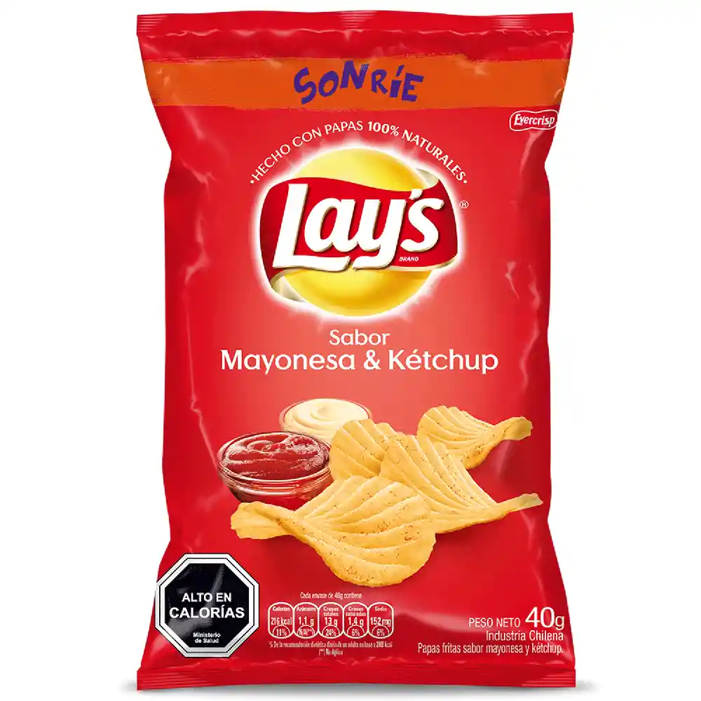 Lays Papas Fritas Onduladas Sabor Mayonesa y Ketchup