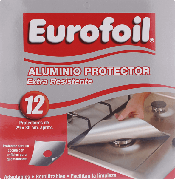 Papel aluminio Eurofoil protector cocina 29 cm x 30 cm 12 un