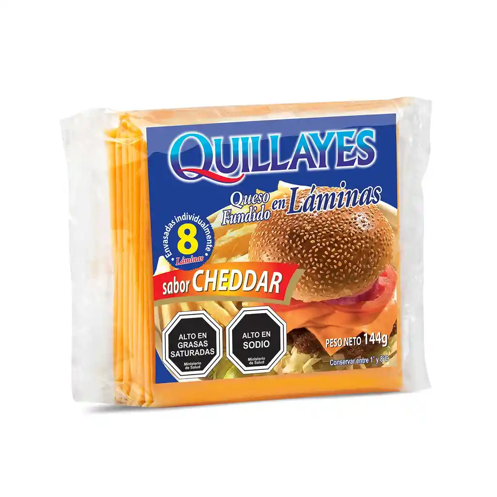 Quillayes Kaserei Queso Cheddar Fundido Laminado 144 G