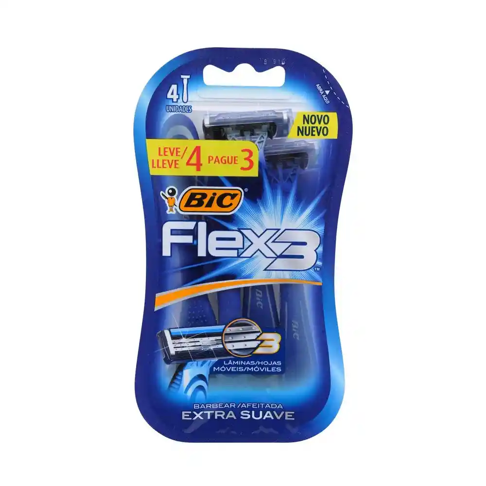 Flex 3 Maquina Desechable Para Afeitar Extra Suave X4