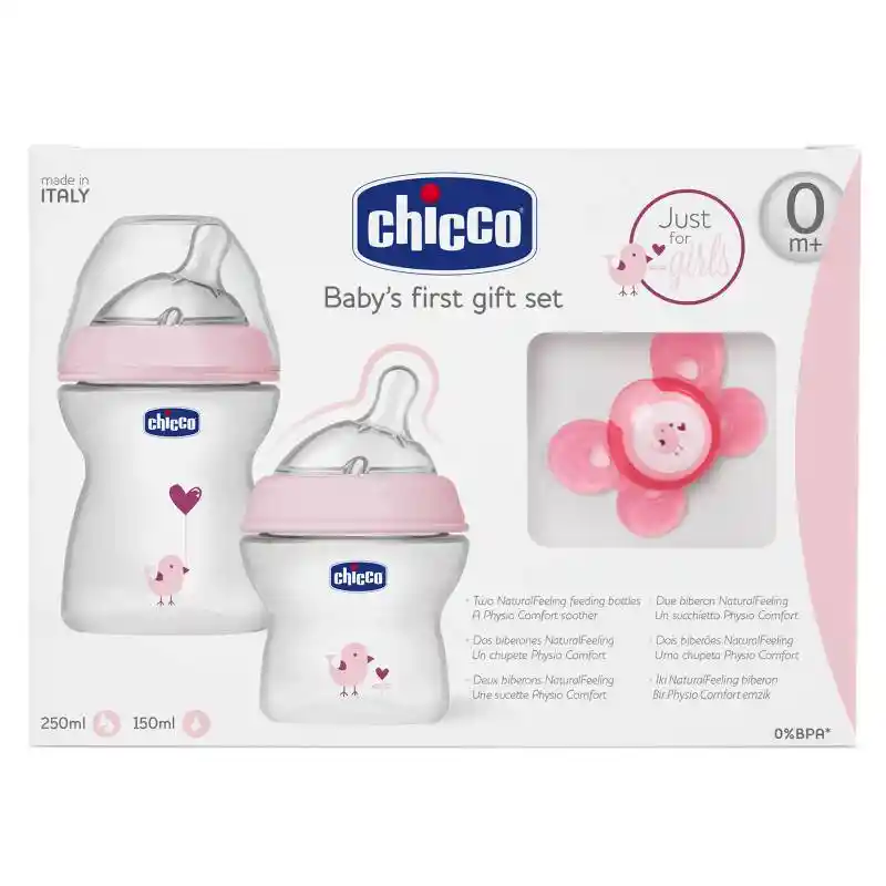 Set Regalo De Niña 0 M + Mamadera 250ml + Mamadera 150ml