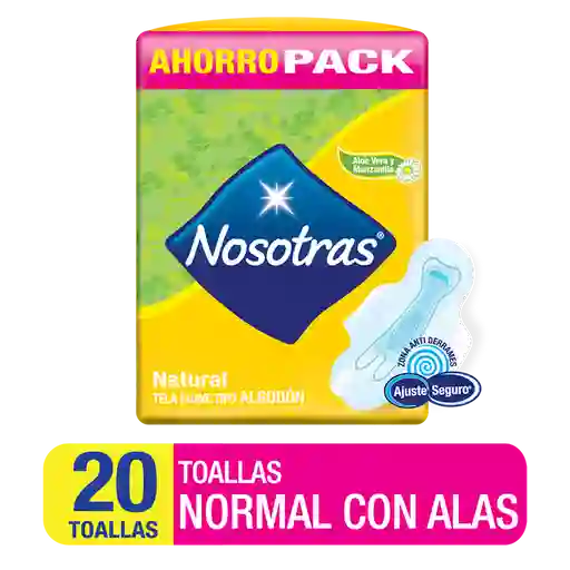 Nosotras Toalla Femenina Natural Normal Con Alas