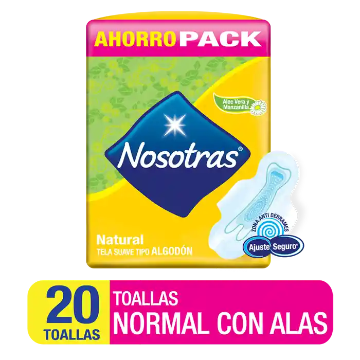 Nosotras Toalla Femenina Natural Normal Con Alas