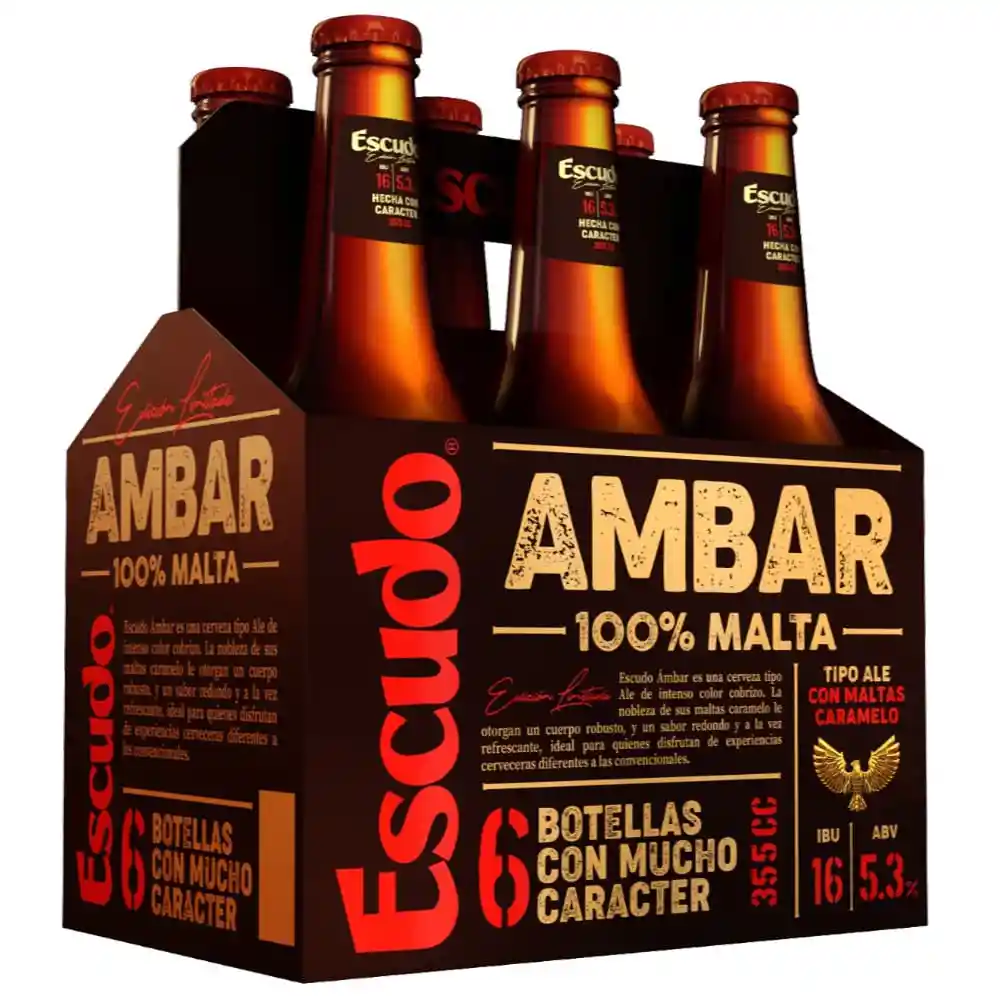 Escudo Ambar Cerveza 100% Malta x 6