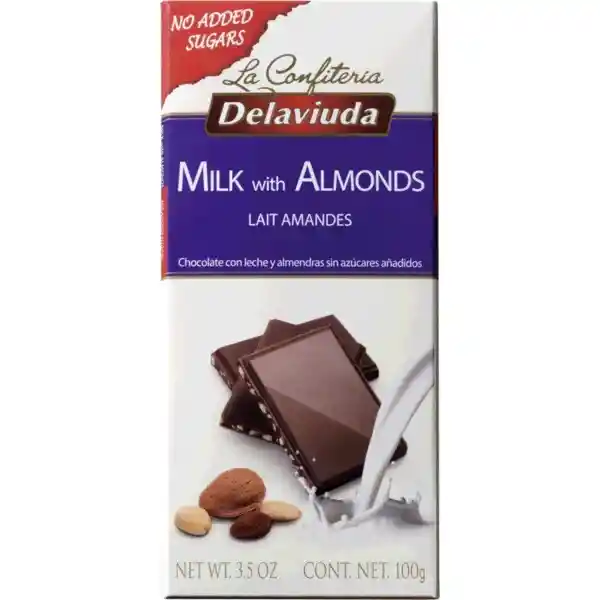Delaviuda Barras Chocolate Leche con Almendras sin Azúcar