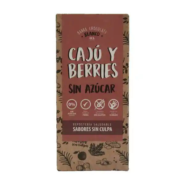 Sabores sin culpa Tableta Chocolate Cajú y Berries sin Azúcar