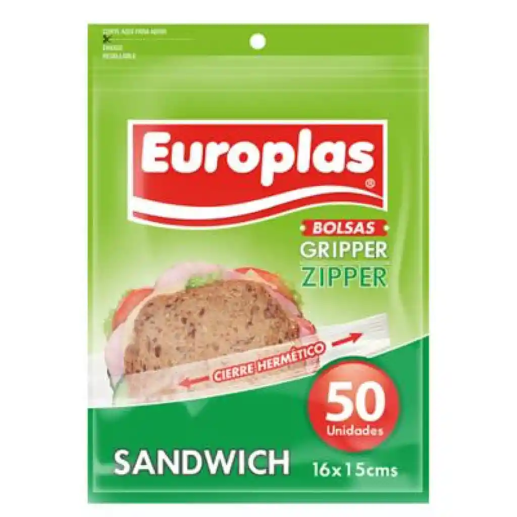 Europlas Bolsa Sandwich Caja Gripper Zipper