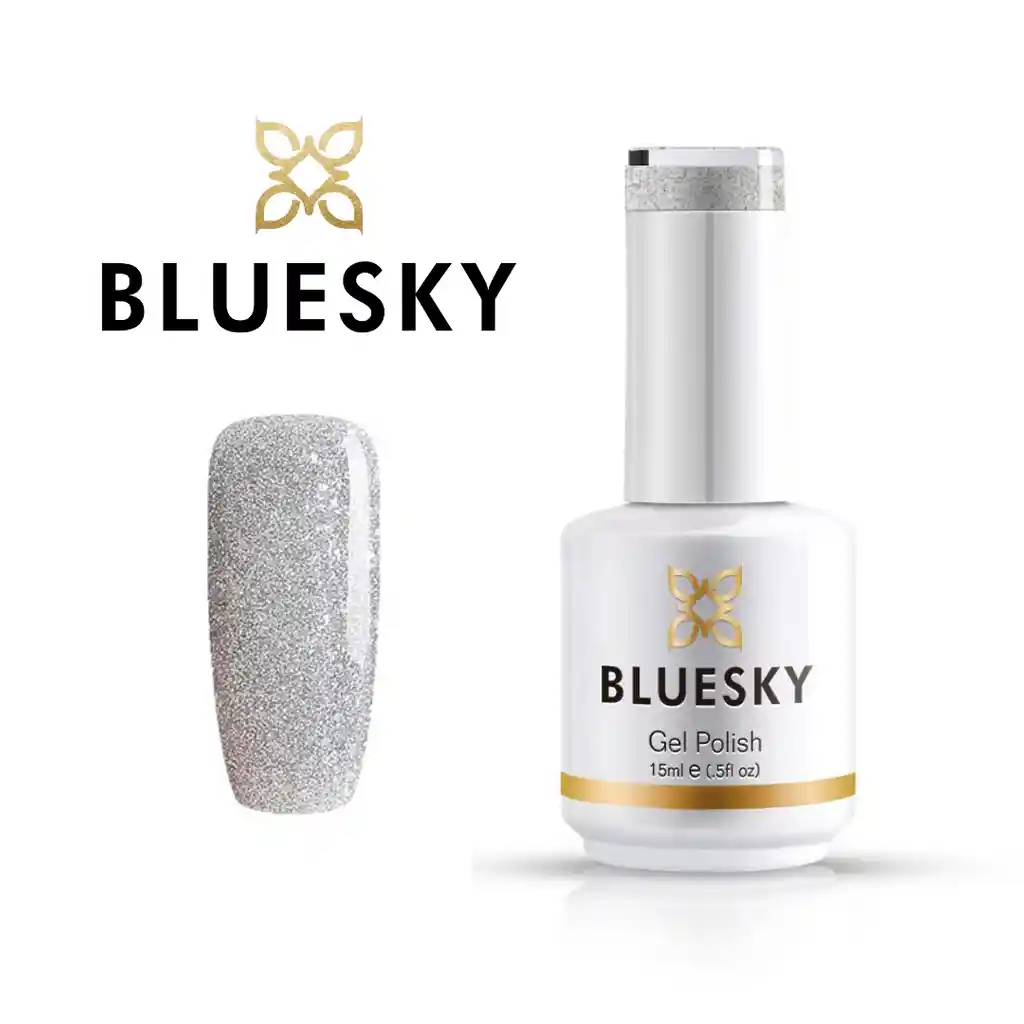 Esmalte Gel 80573 Glitter Plateado Semi-Holo 15ml Bluesky