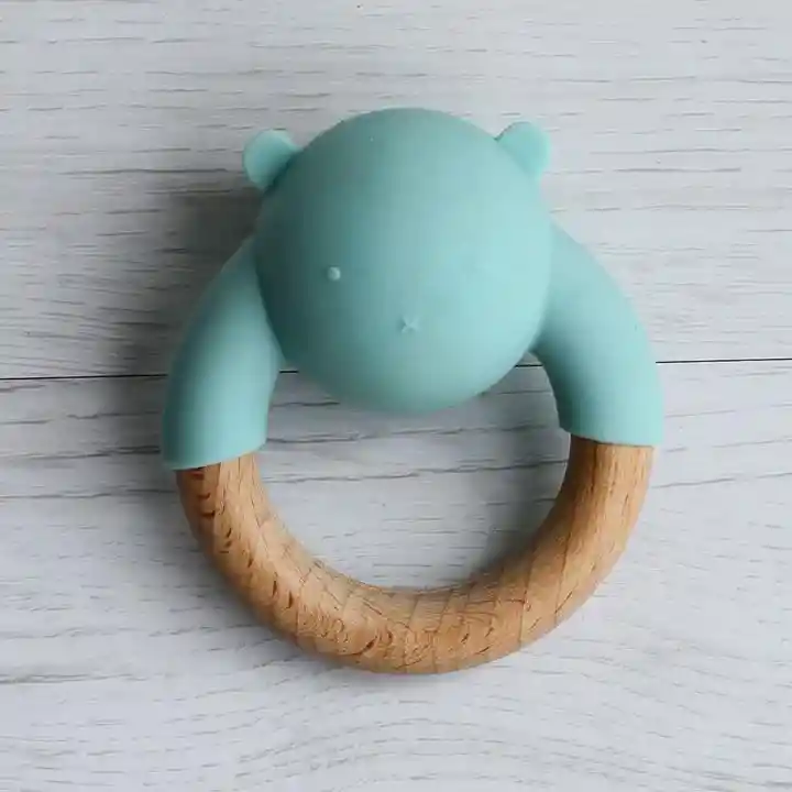 Silicone And Wood Rattle