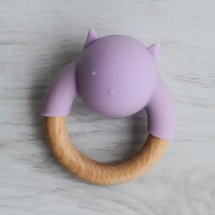 Silicone And Wood Rattle