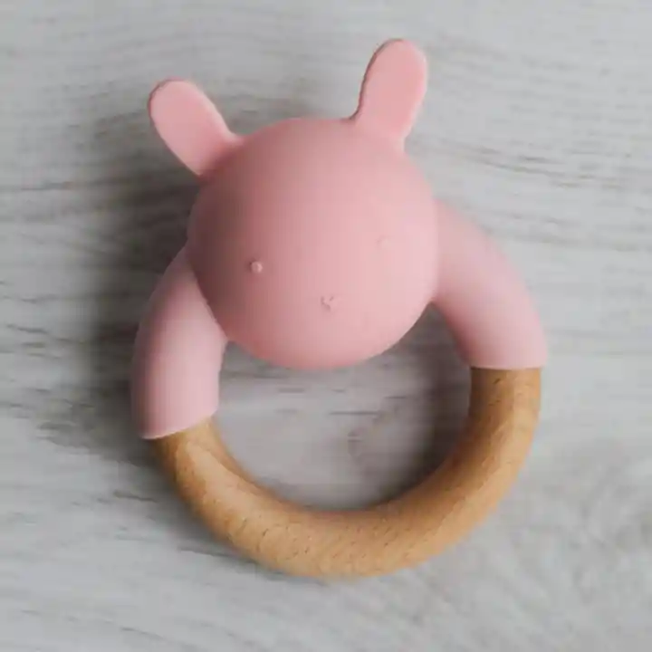 Silicone And Wood Rattle